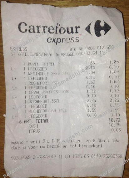 Carrefour supermarket receipt